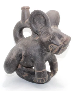 Perú Cajamarca Cerámica Animal Estribo Caño Efigie Recipiente Cerámica Peruano - Imagen 1 de 8