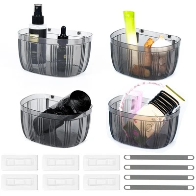 4 Pcs Adhesive Clear Inside Cabinet Door Organizer Spice Wall Mounted Shelf - Image 1 of 4