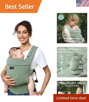 Portabebés Algodón Lino - Ajustable, Ligero, Diseño Verde Salvia Foto 1 de 4
