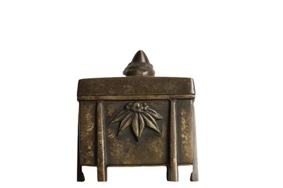 Antique Bronze Incense Burner Censer on Four Legs, Leaf Motif art  home decor - Image 1 of 4