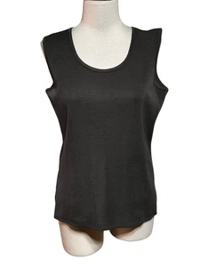 Ming Wang Leather Trimmed Sleeveless Sweater Tank Top Size Small - Picture 1 of 3
