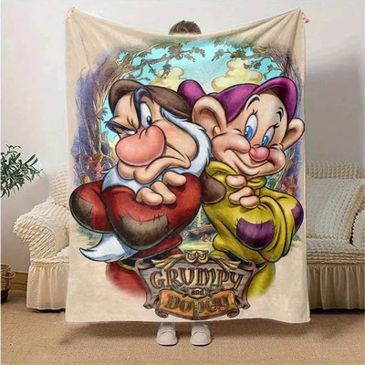 Grump And Dopey Dwarfs Snow White And The Seven Dwarfs , Fleece Blanket - Image 1 of 4