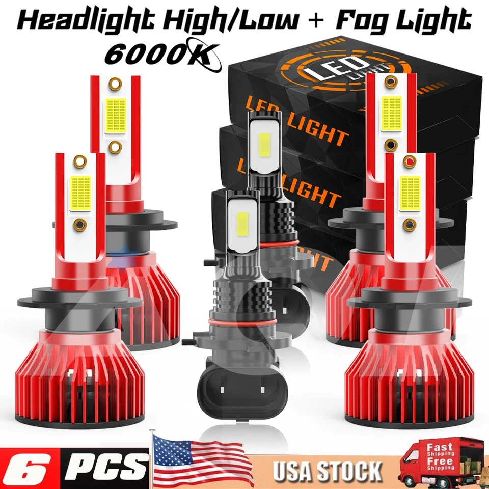 H7+H7+9005 Headlight Kit Hi/Lo Beam Fog Light For Mercedes-Benz SLK320 2003-2004 Foto 1 de 4