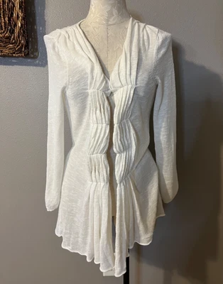 Cárdigan suéter Anthropologie MOTH blanco mediano Foto 1 de 4