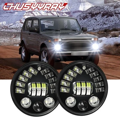 Par de faros LED redondos de 7 pulgadas aptos para Lada 4x4 urbano Niva Foto 1 de 4