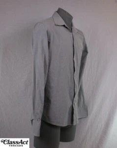 Zegna Mens Long Sleeve Dress Shirt Cotton Gray Geo-Metric 17 - Picture 1 of 5