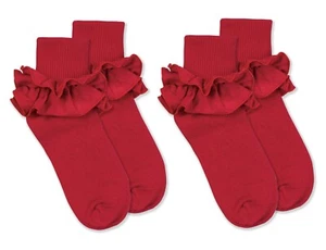 Jefferies Socks Girls Misty Frilly Ruffle Lace Tutu Cotton School Sock 2 Pair PK - Picture 1 of 22