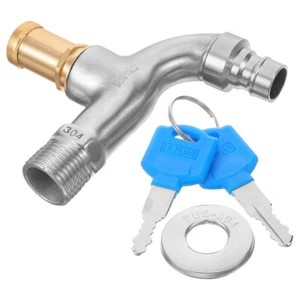 1 Set Outside Wall Mounted Garden Water Faucet Outdoor Spigot Water Tap with Key - Picture 1 of 12
