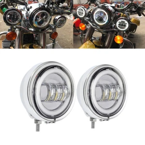 4.5"LED Spot Passing Lights & Housing For Harley FatBoy FLSTF Road King EFI FLHR - Picture 1 of 9