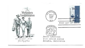 WG 1186 Ley de Compensación Laboral Artmaster dirección mecanografiada, FDC - Imagen 1 de 1