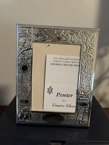 Empire Silver Embossed Pewter Engravable Birth Record Frame 6" x 4.5" - Picture 1 of 3