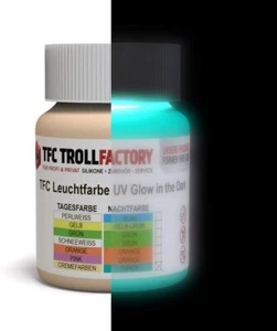 Polyment Nachleuchtfarbe 100ml Leuchtfarbe Tagesfarbe: Cremé /Nachtfarbe:Türkis - Bild 1 von 8