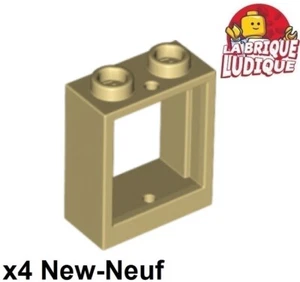 Lego 4X Fenster 1X2X2 Flach Front Beige/Tan 60592 NEU - Picture 1 of 1