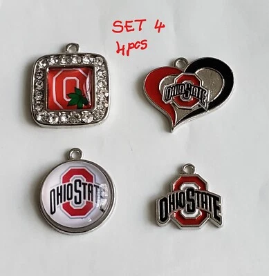 Продажа лот 4шт подвески штата Огайо NCAA спортивные команды, CZ камни, эмали покрытие - Изображение 1 из 4