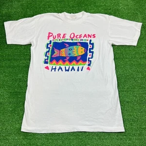 Vintage 90's Pure Oceans Hawaii Fish Multi-Color T-Shirt White Size Medium USA - Bild 1 von 10