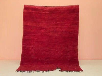 Bohemian Area Rug Red Wool  Entryway Runner,Handmade Stair Runner 4.7x6 ft - Image 1 of 4