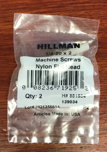 Hillman 1/4-20 Nylon Flat Head Slotted Machine Screws Package of 2 - Picture 1 of 2