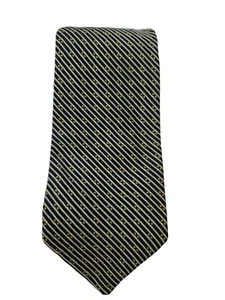 BRIONI diagonale Streifen schwarz silber gelb italienische handgefertigte SEIDENKRAWATTE 60" x 3,5" - Bild 1 von 4