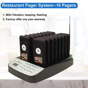 Quality Wireless Calling System Paging System Restaurant Guest Pager 16 Pagers - Afbeelding 1 van 15
