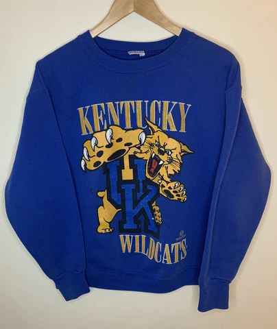 Vintage Kentucky Wildcats Big Print Logo Blue Crewneck Sweatshirt Size Medium Cover