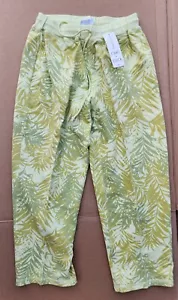 NWT Click Color Me Cotton Pull On Crop Capri Pants S Print Linen - Picture 1 of 10