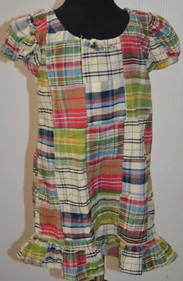 Kelly's Kids Girl's Dress XXS 2 Madras Plaid Short Sleeve Ruffle 2T - Image 1 of 4