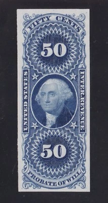 US R62P3 50c Probate of Will Proof on India Paper VF SCV $65 - Image 1 of 2