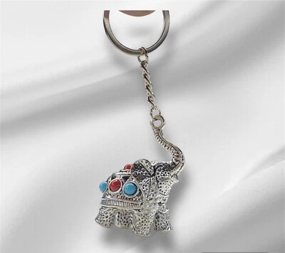 Handmade Good Luck Elephant with Trunk KeyChain - Image 1 of 4