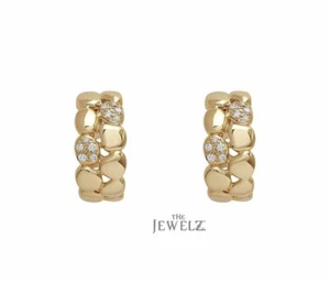 14K Gold 0.20 CT VS/F-G Diamond Unique Hoop Earrings - The Jewelz - Picture 1 of 4
