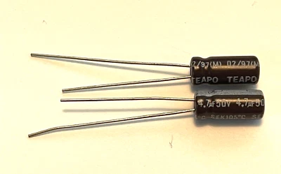 25pcs TEAPO 4.7uF 50V Aluminum Electrolytic Cap +105C 2.5mm LS Tested USA SHIP - image 1 of 2