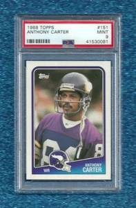 1988 Topps #151 Anthony Carter PSA 9 como nuevo Pop 19 solo 4 Minnesota Vikings más altos - Imagen 1 de 1