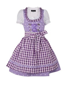 Kinderdirndl Chrissi lila weiß Dirndl Mädchen Trachtenkleid mit Bluse - Bild 1 von 8