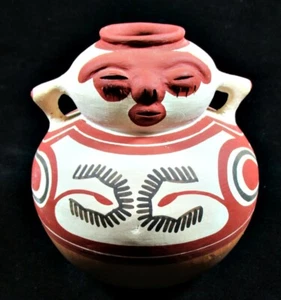Vintage Colorful Terra Cotta Design Art Pottery Vessel Jug Signed Venezuela - Picture 1 of 5