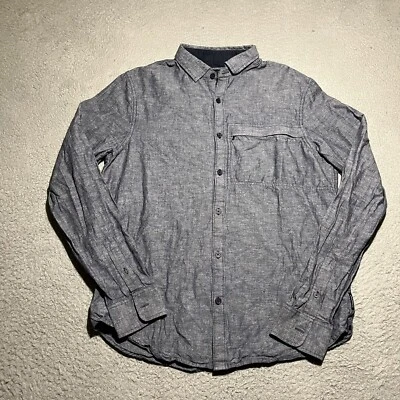 AX Armani Exchange Button Up Chambray Shirt Mens Small Cotton Linen Blend Long - Image 1 of 4