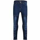 Kids Boys Skinny Ripped High Waisted Dark Blue Jeans Teens Casual Classic Pants