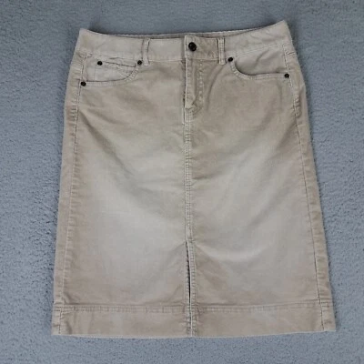 NUEVA J. Jill Falda Para Mujer 8 Beige Pana Lápiz Elástico Y2K Informal Oficina Foto 1 de 4