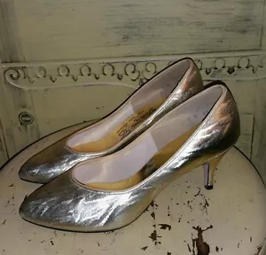 INCREÍBLES ZAPATOS DE SALÓN VINTAGE AÑOS 50 DI SCARLA ITALIA HECHOS A MEDIDA ORO METÁLICOS 9 M - Imagen 1 de 10