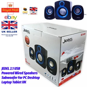 Jedel2.1 USB Powered Wired Speakers Subwoofer For PC Desktop Laptop Tablet SD003 - Picture 1 of 4