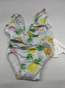 Janie And Jack NWT 12-18 mos Tropical Pineapple Ruffle 2-piece Swimsuit UPF 50+ - Picture 1 of 6