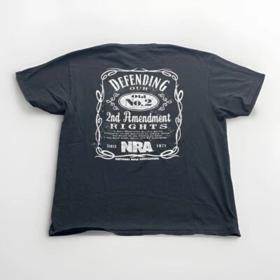 Camiseta De Colección Y2K NRA Defendiendo los Derechos de la Segunda Enmienda Para Hombres Grande Negra Rifle Pistolas Foto 1 de 4