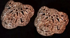 Pair Of Antique Art Deco Crystal Rhinestone Shoe Clip Buckles - Picture 1 of 24