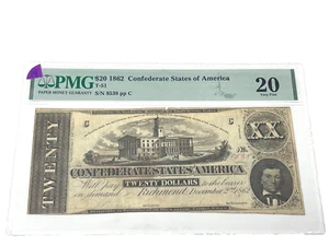 1862 - US, 20 Dollars, Confederate States of America, PMG 20 Very Fine, (#39) - Picture 1 of 2