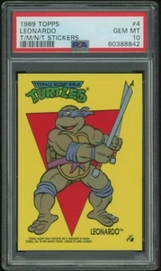 1989 Topps Teenage Mutant Ninja Turtles TMNT Stickers Card LEONARDO #4 PSA 10 - Picture 1 of 2