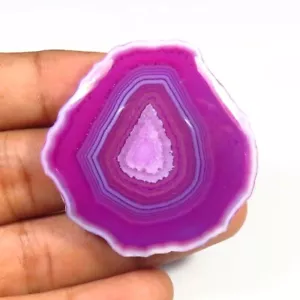  Lila Scheibe glatt Cabochon 41X40 mm natürliche Geode Achat Scheibe 89 kt Zum Selbermachen BS-971 - Bild 1 von 11