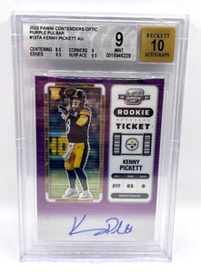 2022 Contenders Optic Kenny Pickett RC PURPLE PULSAR Becket 9 10 AUTO /21 #127 - Picture 1 of 3