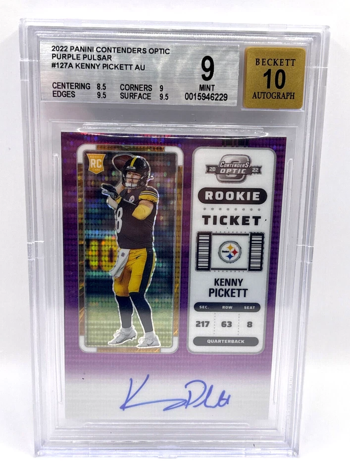 2022 Contenders Optic Kenny Pickett RC PURPLE PULSAR Becket 9 10 AUTO /21 #127 - Image 1 of 3