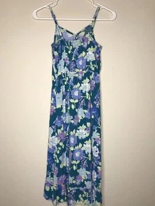 Stitch Fix Sunset West Women's Sundress Medium Spaghetti Strap Blue Floral NWT - Picture 1 of 2
