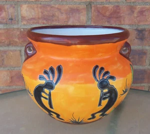 Vintage Kokopelli Ceramic Glazed Over Pottery Planter Eye Candy - Picture 1 of 6
