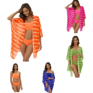3Pcs Women's Swimsuit Set Beach Wear Bikini with Mesh Split Cover Up - Picture 1 of 17