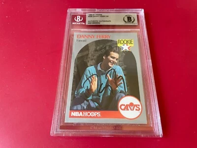 Danny Ferry DUKE 1990-91 Hoops Rookie Card Signed Auto BAS Slabbed - Image 1 of 2